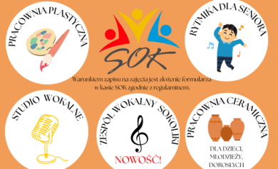 Plakat zbiorczy dotyczący naboru do sekcji i kół zainteresowań. - powiększ