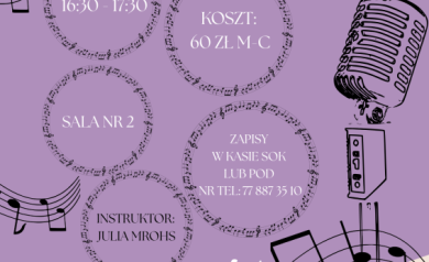 Plakat dotyczący naboru do sekcji i kół zainteresowań - ,,Zespół wokalny SOKOLIKI'. - powiększ