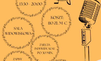 Plakat dotyczący naboru do sekcji i kół zainteresowań - ,,Studio wokalne'. - powiększ