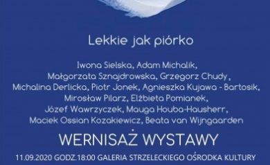 Plakat promujący wernisaż ogólnopolskiej wystawy akwarelistów 2020.